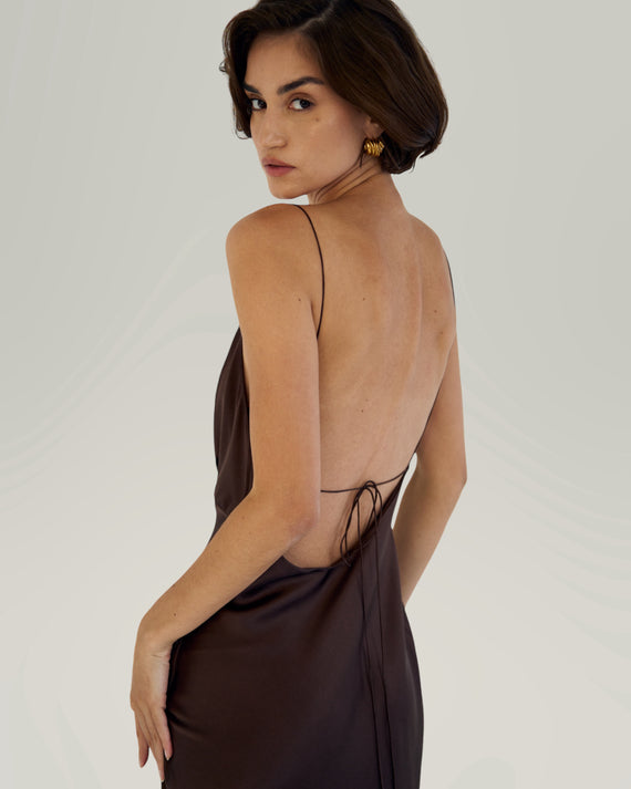 GRACE SILK-SATIN MAXI DRESS